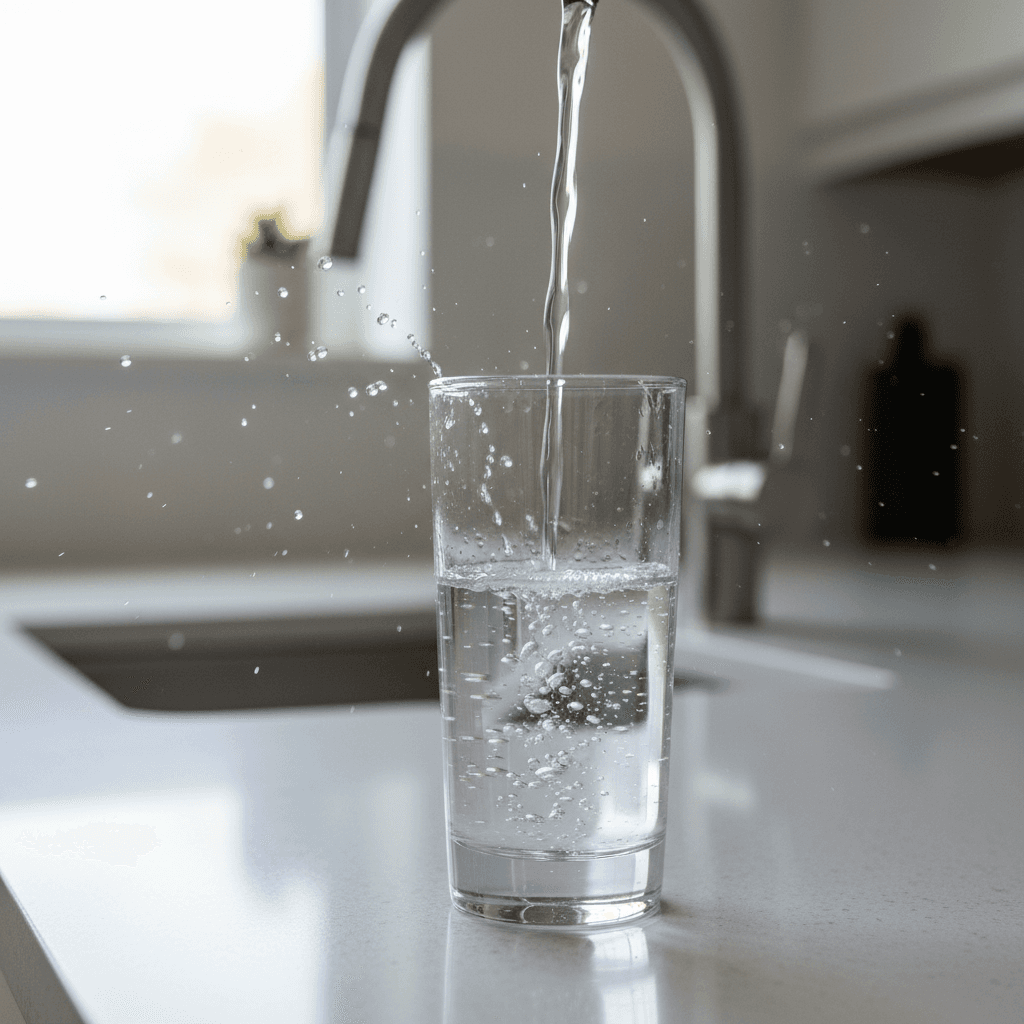 Agua pura y cristalina siendo vertida en un vaso